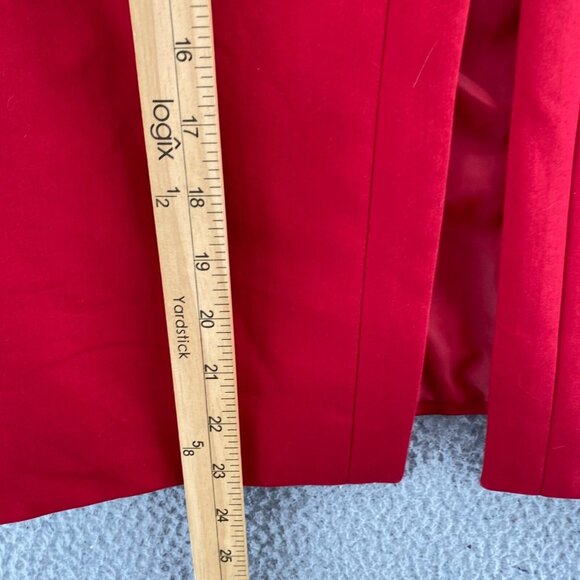 Tahari Jacket Womens 16 Petite Red Zip Pockets Open Front Blazer Stretch Office - Picture 10 of 11